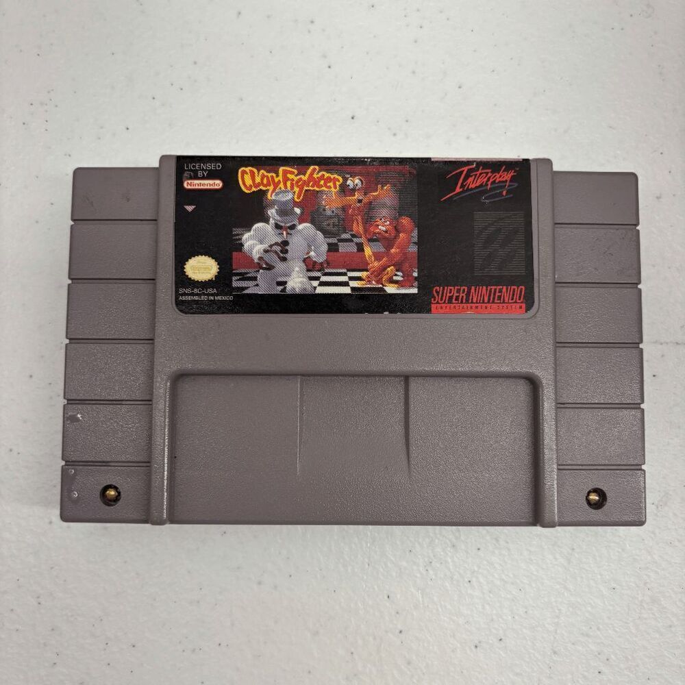 Vintage ClayFighter Super Nintendo SNES Game Cartridge 90s Interplay Tested